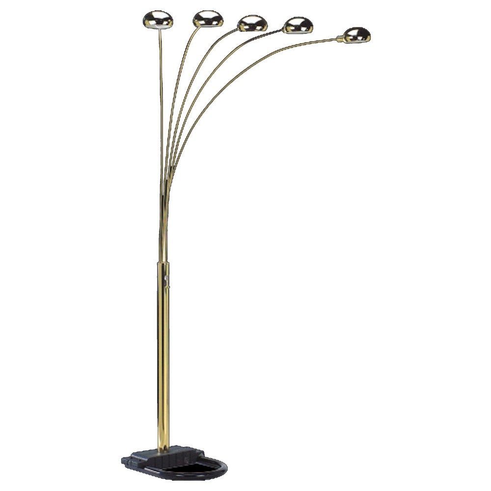Keny 84 Inch Floor Lamp, 5 Adjustable Cap Style Heads, Gold Metal - BM349786
