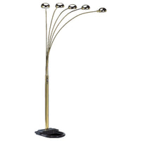 Keny 84 Inch Floor Lamp, 5 Adjustable Cap Style Heads, Gold Metal - BM349786