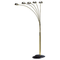Keny 84 Inch Floor Lamp, 5 Adjustable Cap Style Heads, Gold Metal - BM349786