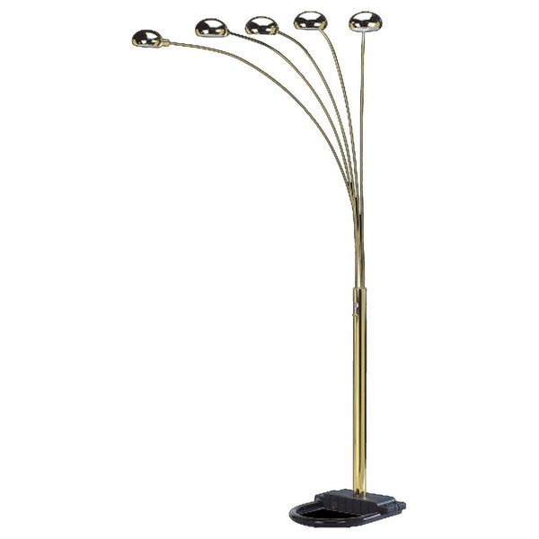 Keny 84 Inch Floor Lamp, 5 Adjustable Cap Style Heads, Gold Metal - BM349786