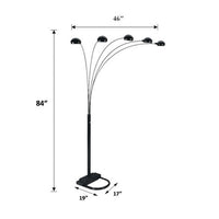 Keny 84 Inch Floor Lamp, 5 Adjustable Cap Style Heads, Gold Metal - BM349786