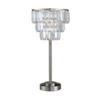 Lesy Accent Table Lamp, 28 Inch, Chrome Crystal Shade, Round Metal Base - BM349787