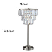 Lesy Accent Table Lamp, 28 Inch, Chrome Crystal Shade, Round Metal Base - BM349787