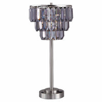 Lesy Accent Table Lamp, 28 Inch, Smoke Gray Crystal Shade, Metal Base - BM349788