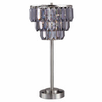 Lesy Accent Table Lamp, 28 Inch, Smoke Gray Crystal Shade, Metal Base - BM349788
