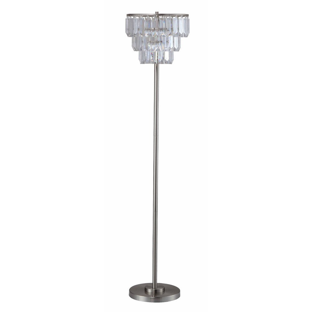Lesy Floor Lamp, 61 Inch Wide Crystal Shade, Brushed Nickel Metal Base - BM349789