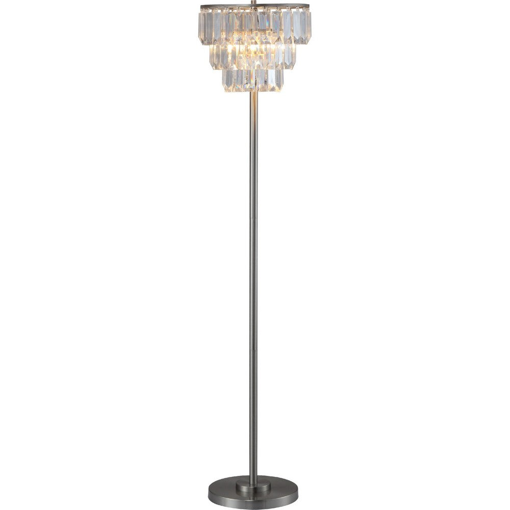 Lesy Floor Lamp, 61 Inch Wide Crystal Shade, Brushed Nickel Metal Base - BM349789