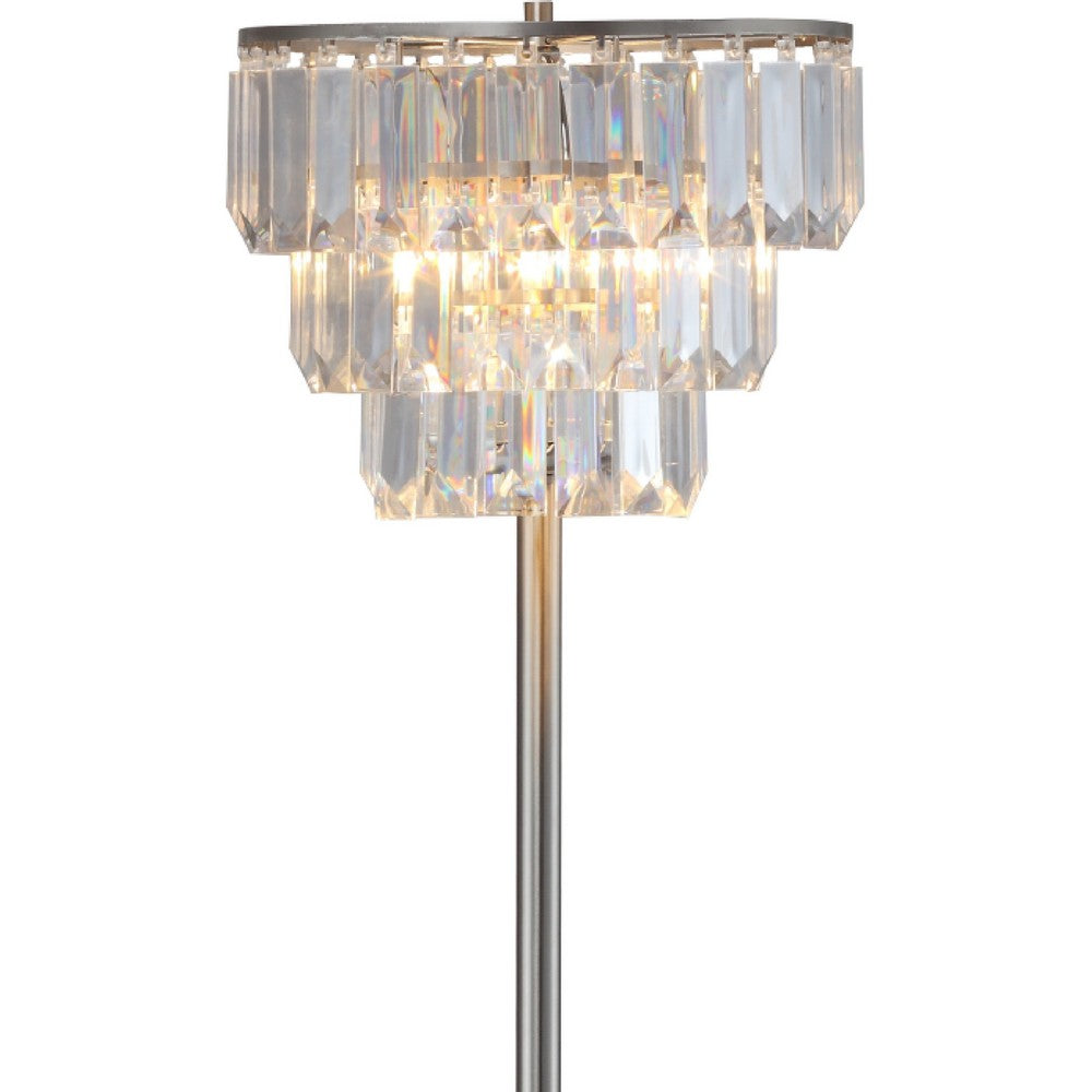 Lesy Floor Lamp, 61 Inch Wide Crystal Shade, Brushed Nickel Metal Base - BM349789