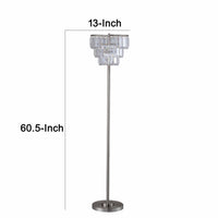 Lesy Floor Lamp, 61 Inch Wide Crystal Shade, Brushed Nickel Metal Base - BM349789