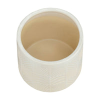 Garden Planter Set of 2, Glossy White Diamond Patterned Ceramic Body - BM349797