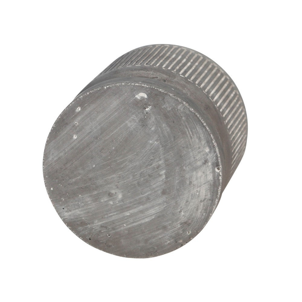 Indoor Planter with Saucer, White Line Pattern, 6 Inch Gray Cement - BM349801