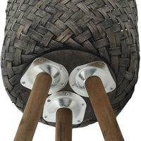 Set of 2 Flower Planters on Tripod Stands, Black and Brown Bamboo Weave - BM349808