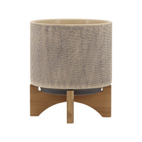 Feny Flower Planter on Stand Set of 2, Tan Brown Mesh Ceramic 5/8 Inch - BM349822