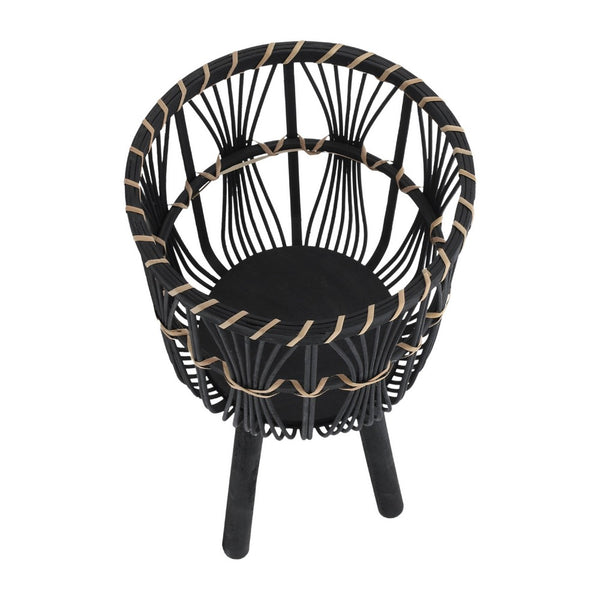 Mesy Set of 3 Planters on Legs, Black Bamboo Weave Design 11/13/15 Inch - BM349824