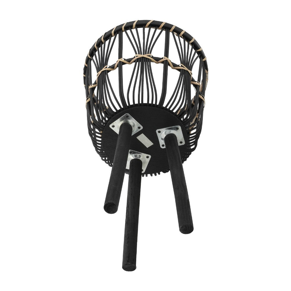 Mesy Set of 3 Planters on Legs, Black Bamboo Weave Design 11/13/15 Inch - BM349824