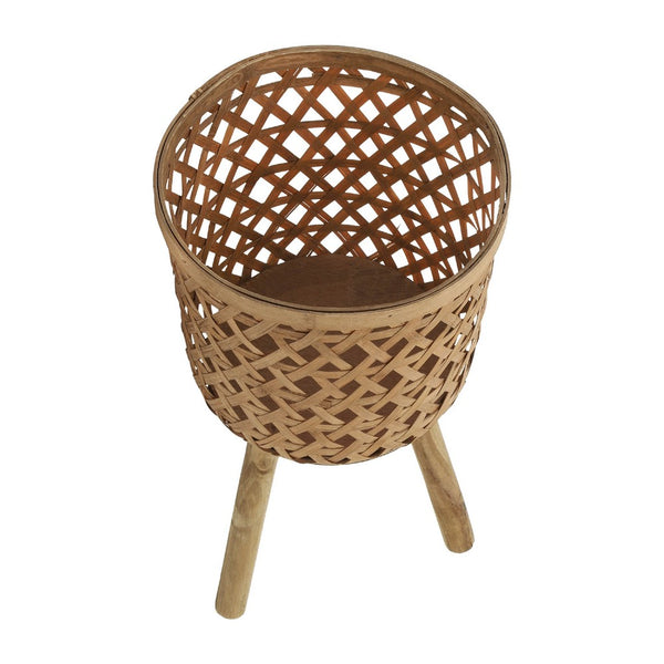Mesy Flower Planter on Legs Set of 3, Brown Open Weave Bamboo 11/13/15 Inch - BM349825