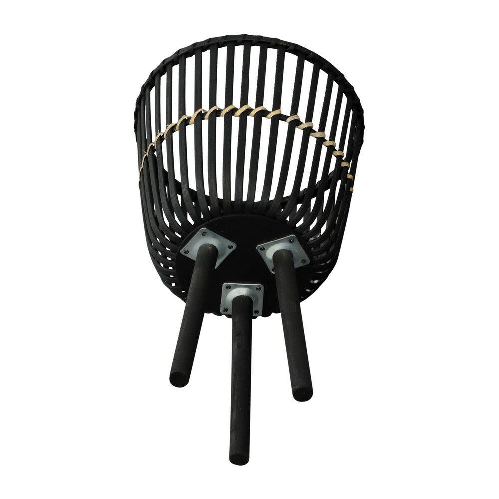 Mesy Flower Planter on Tripod Set of 3, Black Bamboo Net Weave 11/13/15 Inch - BM349826