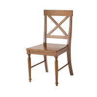 Umey Dining Side Chair Set of 2, X Shaped Back, Dark Oak Brown Wood - BM349827