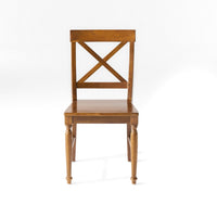 Umey Dining Side Chair Set of 2, X Shaped Back, Dark Oak Brown Wood - BM349827