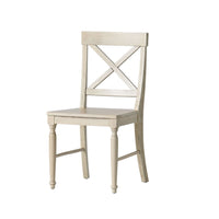 Umey Dining Side Chair Set of 2, X-Shaped Back, Antique White Finished Wood - BM349828