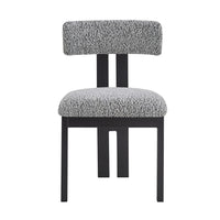 Dining Side Chair Set of 2, Curved Back, Black Metal Legs, White Fabric - BM349831