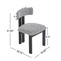 Dining Side Chair Set of 2, Curved Back, Black Metal Legs, White Fabric - BM349831