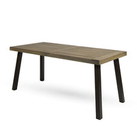 Kristi Outdoor Dining Table, Rectangular Wood Top, Gray Iron Legs, 69 Inch - BM349832