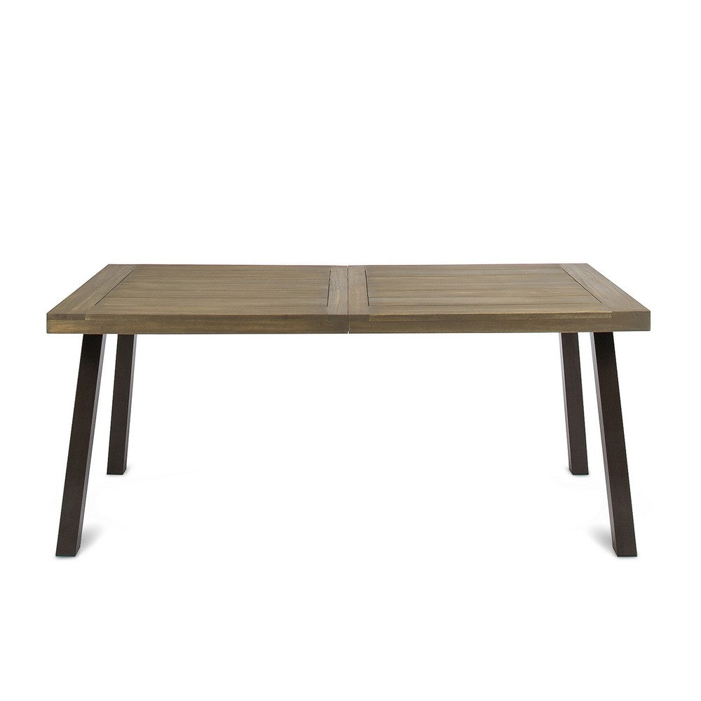 Kristi Outdoor Dining Table, Rectangular Wood Top, Gray Iron Legs, 69 Inch - BM349832