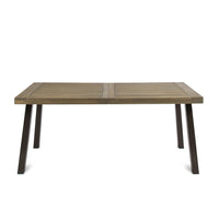 Kristi Outdoor Dining Table, Rectangular Wood Top, Gray Iron Legs, 69 Inch - BM349832