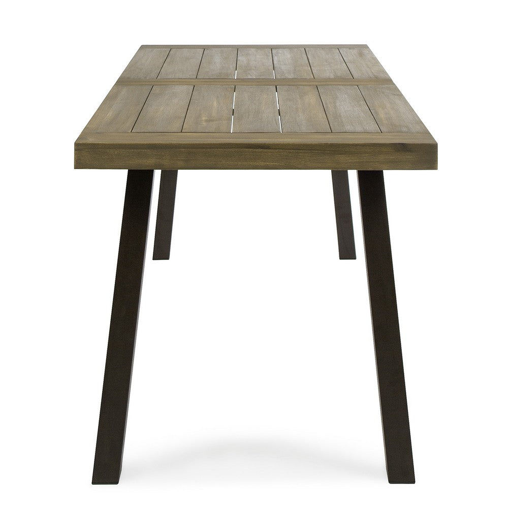 Kristi Outdoor Dining Table, Rectangular Wood Top, Gray Iron Legs, 69 Inch - BM349832