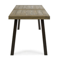 Kristi Outdoor Dining Table, Rectangular Wood Top, Gray Iron Legs, 69 Inch - BM349832