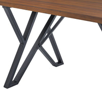 Dining Table, 59 Inch Rectangular Wood Top, Black Metal Trestle Base - BM349833