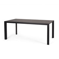 Outdoor Dining Table, Slatted Rectangular Top, Black Aluminum 70 Inch - BM349835