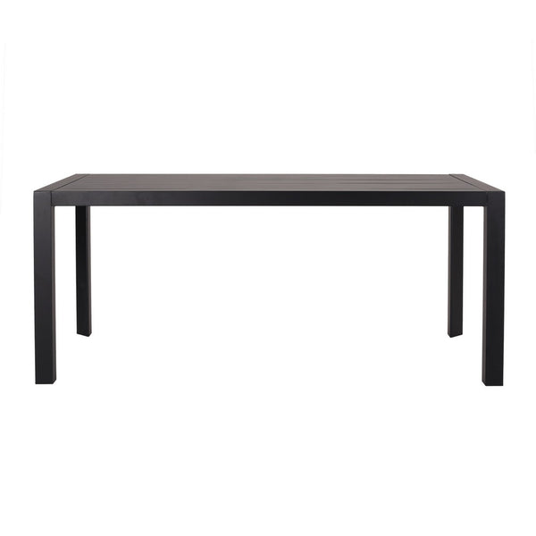 Outdoor Dining Table, Slatted Rectangular Top, Black Aluminum 70 Inch - BM349835