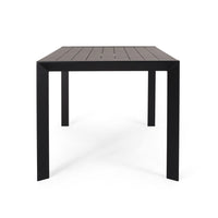 Outdoor Dining Table, Slatted Rectangular Top, Black Aluminum 70 Inch - BM349835