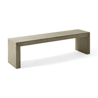 Dining Bench, Rectangular Seat Panel Legs, Gray and Taupe Wood, 63 Inch - BM349836