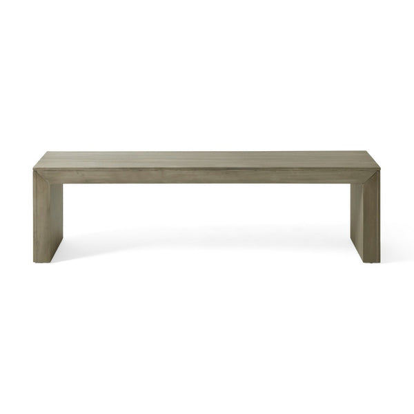 Dining Bench, Rectangular Seat Panel Legs, Gray and Taupe Wood, 63 Inch - BM349836