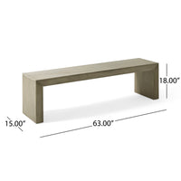 Dining Bench, Rectangular Seat Panel Legs, Gray and Taupe Wood, 63 Inch - BM349836