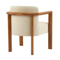Dining Armchair Set of 2, Curved Back, Beige Upholstered Cushioned Seat - BM349837