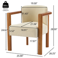 Dining Armchair Set of 2, Curved Back, Beige Upholstered Cushioned Seat - BM349837