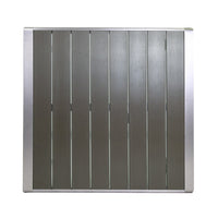 Outdoor Dining Table, Slatted Square Faux Wood Top, Silver Aluminum 35 Inch - BM349838