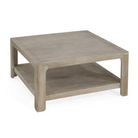 Coffee Table w Shelf, 34 Inch Square, Light Gray Ash Wood, Modern Style - BM349841