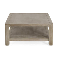 Coffee Table w Shelf, 34 Inch Square, Light Gray Ash Wood, Modern Style - BM349841