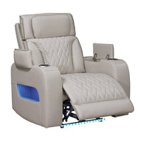 Jasi Power Reclining Chair with LED, Storage, USB Ports, Gray Leather Aire - BM349937
