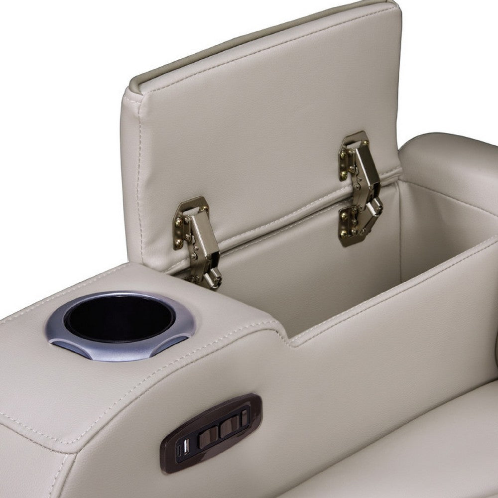 Jasi Power Reclining Chair with LED, Storage, USB Ports, Gray Leather Aire - BM349937