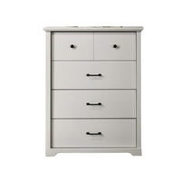 Lara 4 Drawer Tall Dresser Chest, Black Handles, White Faux Laminate - BM349942