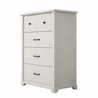 Lara 4 Drawer Tall Dresser Chest, Black Handles, White Faux Laminate - BM349942