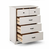 Lara 4 Drawer Tall Dresser Chest, Black Handles, White Faux Laminate - BM349942