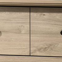 Lara Tall Dresser Chest, 4 Drawers, Black Handles, Light Oak Brown Wood - BM349943