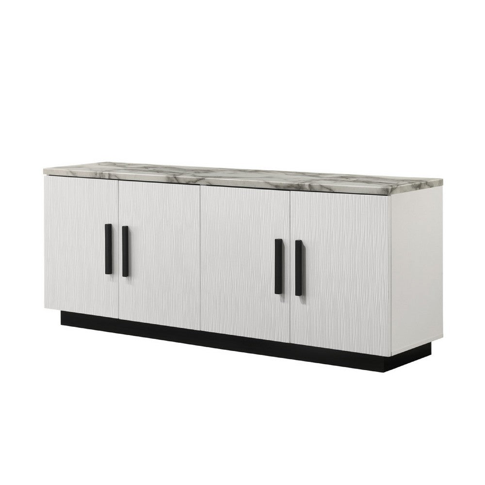 Sda Sideboard Buffet Console, 4 Doors with Adjustable Shelf, White 63 Inch - BM349947